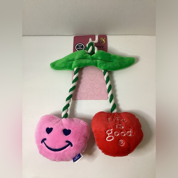 Life Is Good | Valentines Red Pink Hearts Love Squeaky Crinkle Dog Toy - Picture 1 of 5